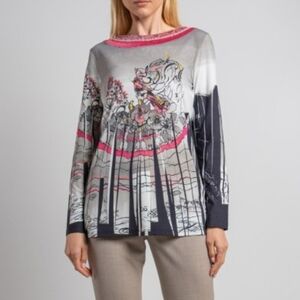 Save The Queen Long Sleeve Printed Top Shirt Size Medium